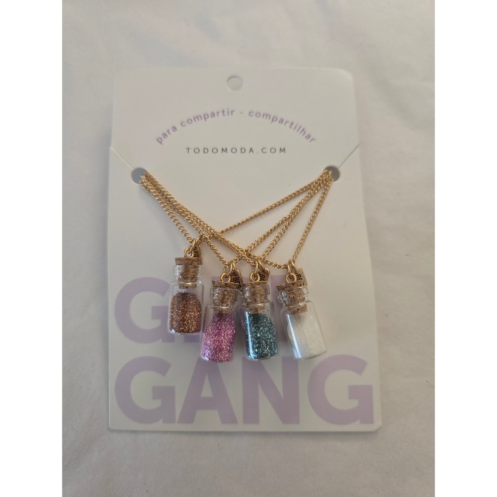Todomoda Fairycore Girl Gang BFF Glitter Bottle Necklace Set 4pc Friendship